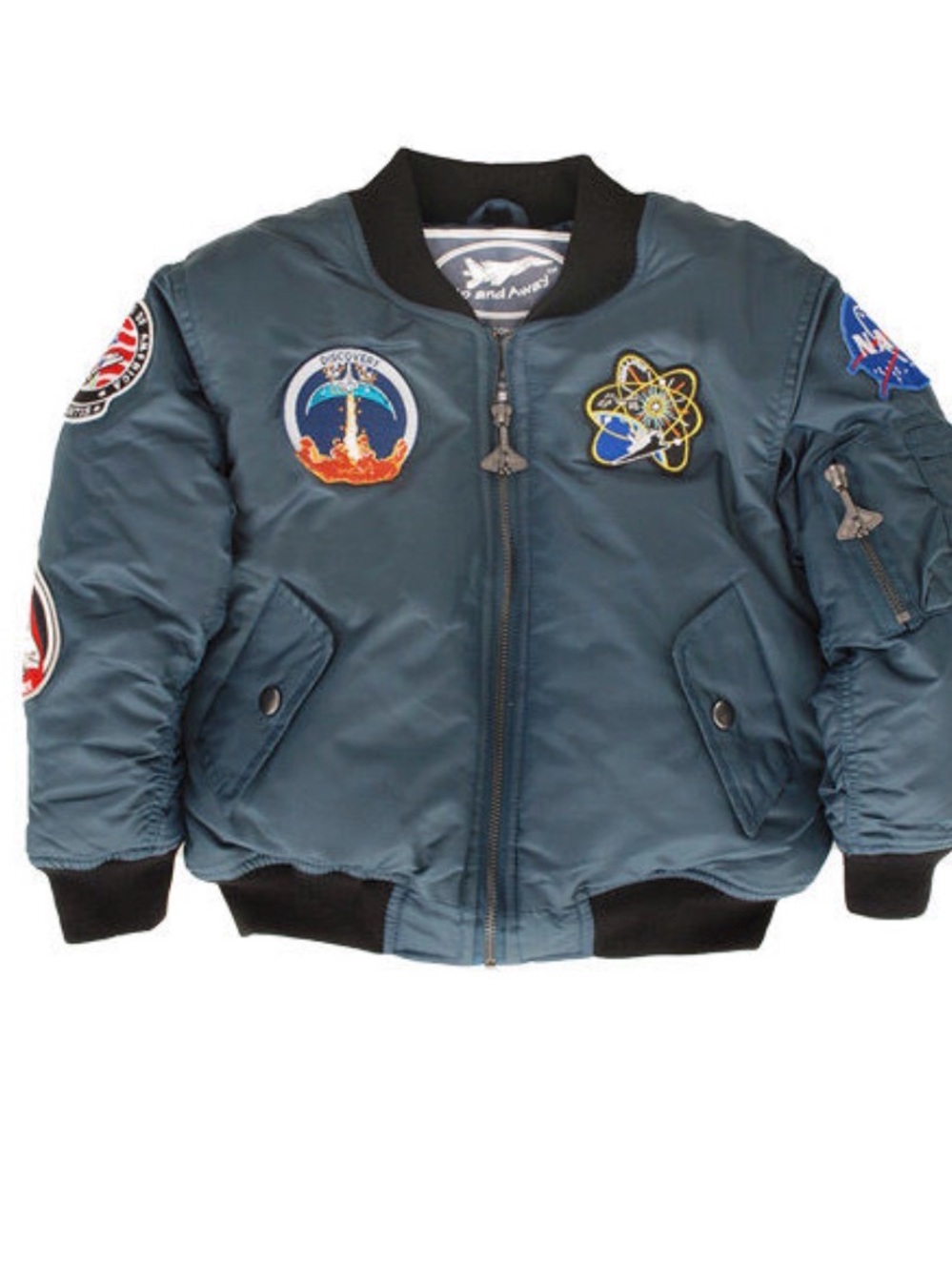 Kids Space Patch Bomber Jacket - Blue